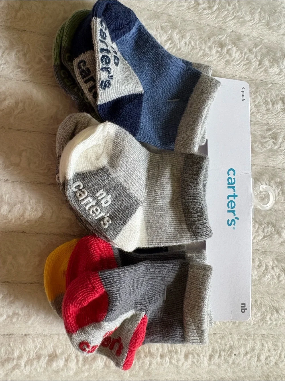 Carter's Baby Socks Bundle -Colored Socks, Dino Slippers, White Slippers-Newborn